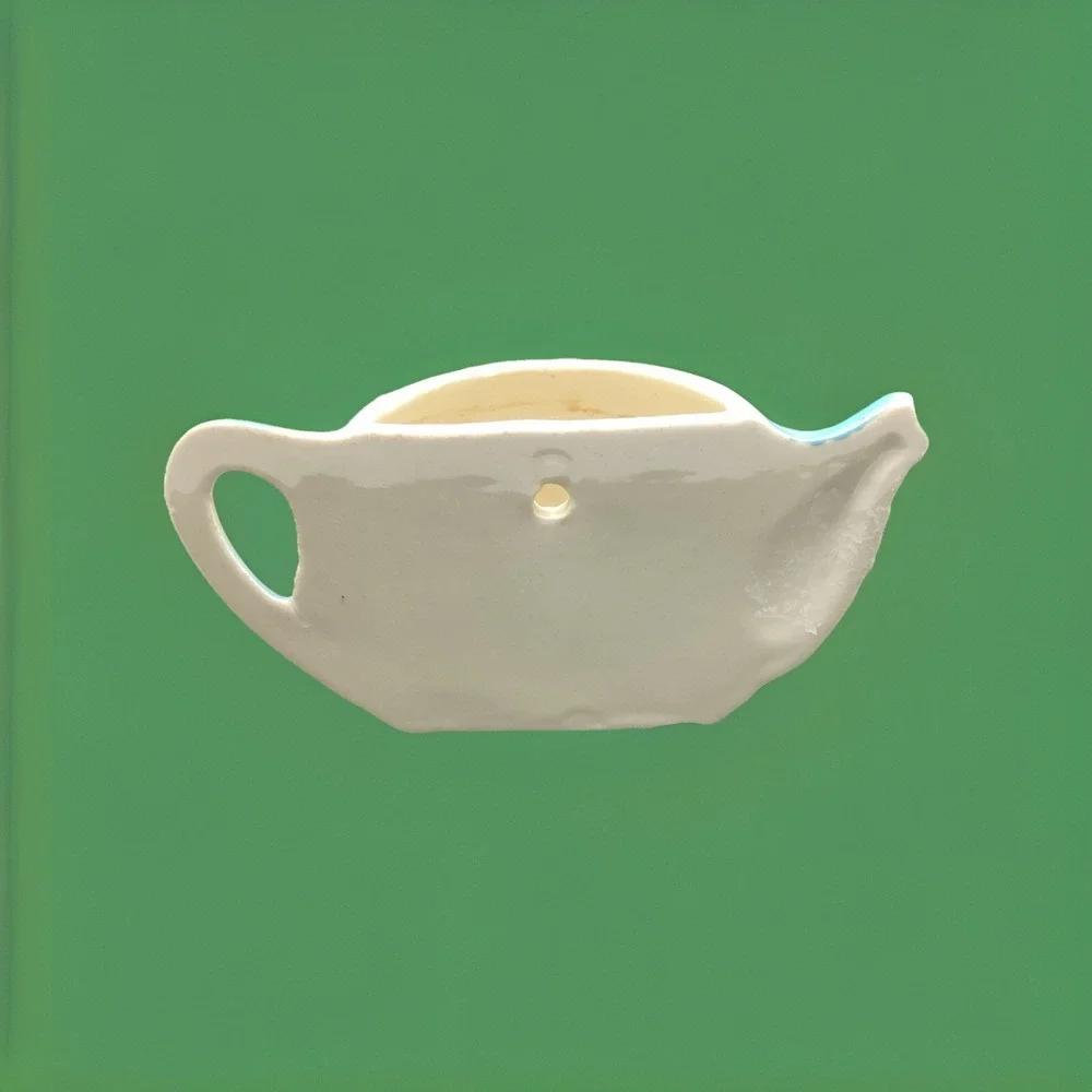 Vintage 1950's Pottery Teapot Wall Pocket Planter Fruit & Floral Ceramic‎